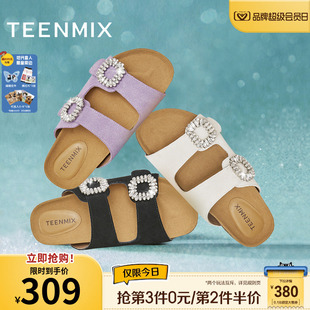 新款 天美意复古勃肯鞋 夏季 半拖鞋 CQQ23BT4 女外穿凉拖厚底凉鞋