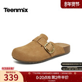 天美意复古厚底勃肯包头半拖鞋 女外穿穆勒凉拖2026夏新款 KK093BH6