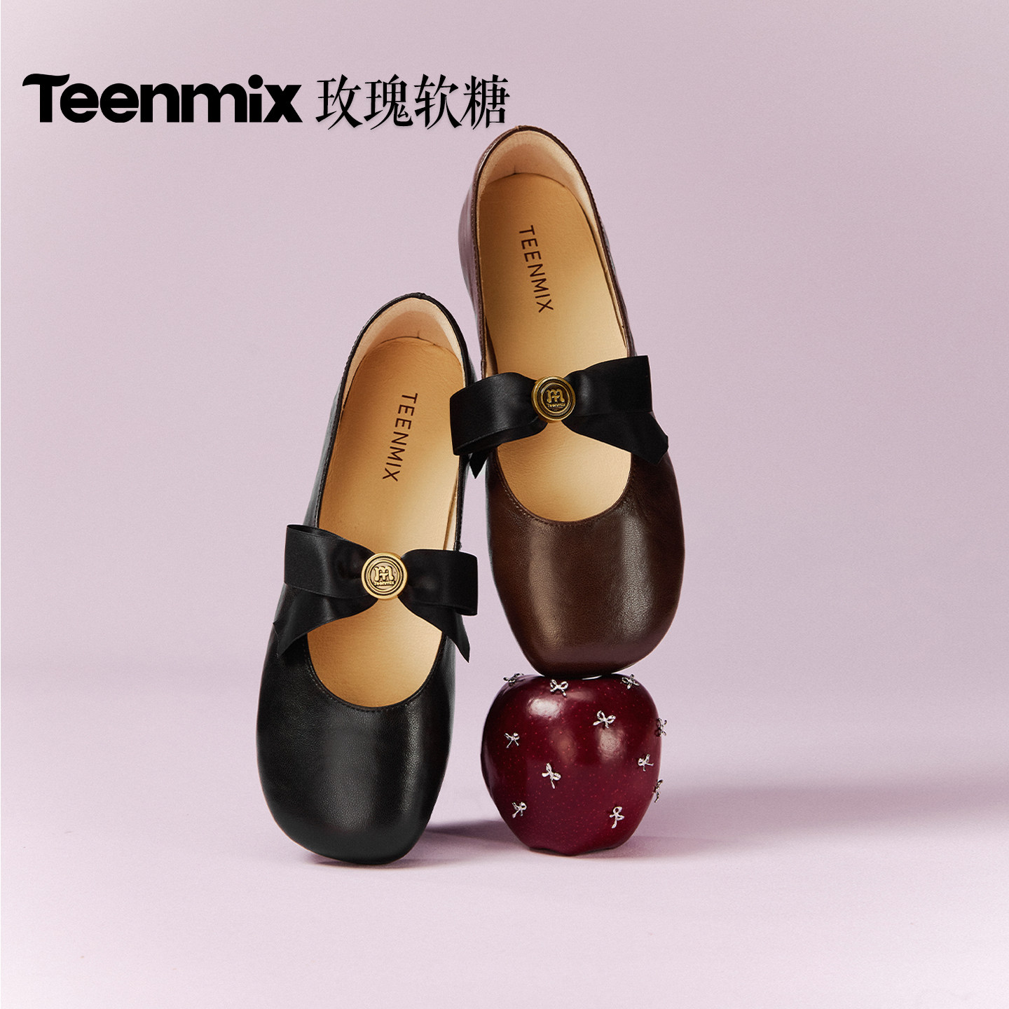 天美意玫瑰软糖复古平底玛丽珍小皮鞋女软底浅口单鞋2026春季新款