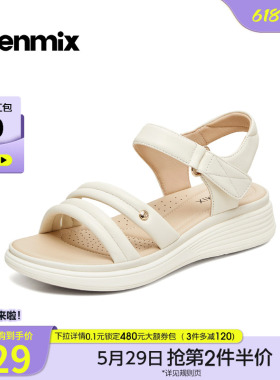 天美意一字带凉鞋休闲厚底凉鞋女外穿时装凉鞋2026夏新款BK972BL6