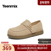 天美意厚底复古全包勃肯鞋 KK071AM6 新款 女一脚蹬休闲单鞋 2026春季