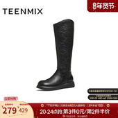 靴皮靴2025冬新款 天美意复古厚底骑士靴长靴女鞋 高筒时装 CFT80DG5