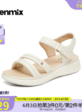 天美意一字带凉鞋休闲厚底凉鞋女外穿时装凉鞋2026夏新款BK972BL6