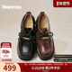 天美意金色羽毛厚底增高英伦常青藤乐福鞋 2026春新款 小皮鞋 女单鞋