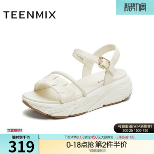 天美意一字带凉鞋运动厚底凉鞋女外穿休闲凉鞋夏季新款CRD16BL5