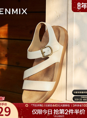 天美意一字带凉鞋休闲厚底凉鞋女外穿时装凉鞋夏季新款CEY16BL5