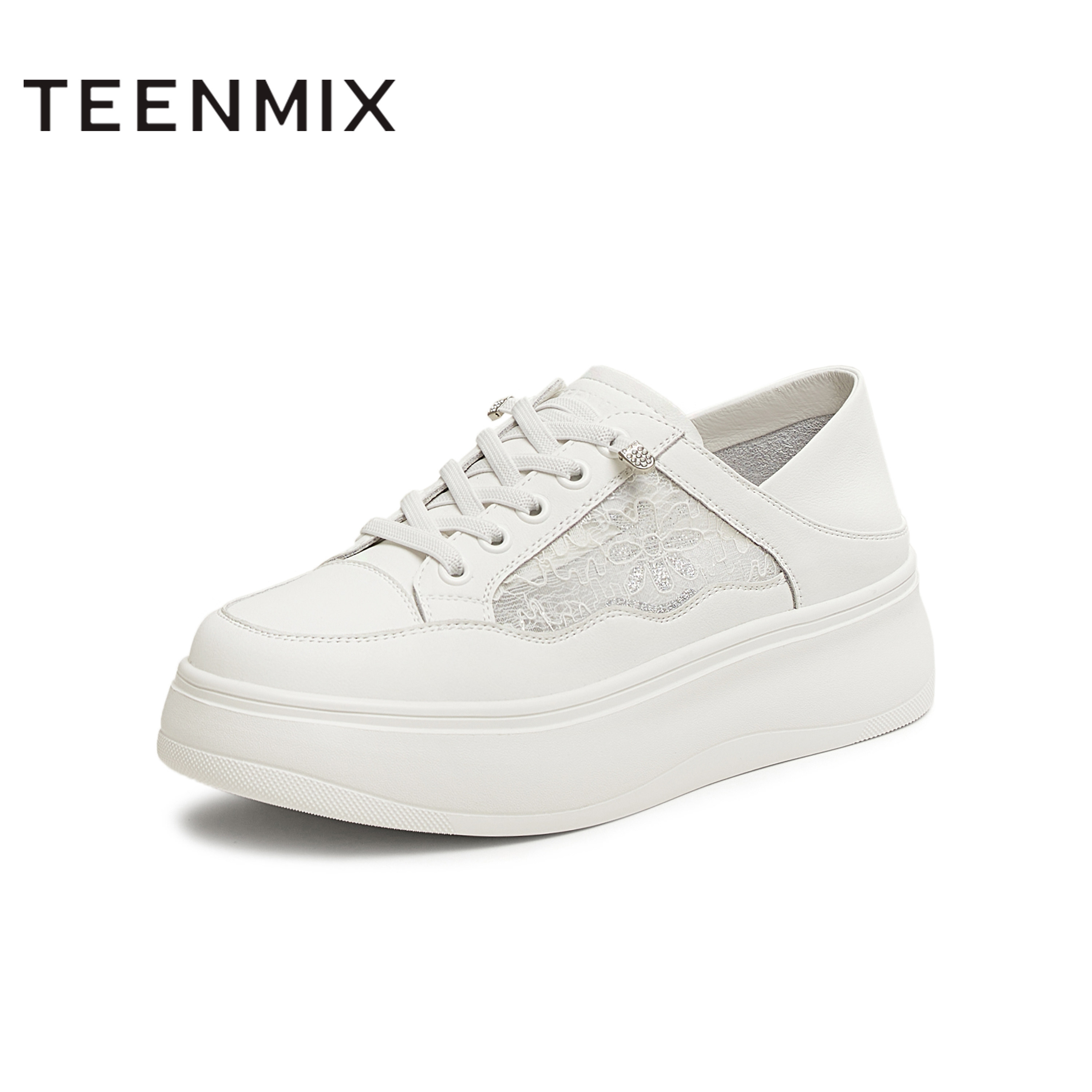 天美意厚底增高小白鞋运动板鞋女透气休闲鞋子夏季新款BK871BM5