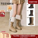 天美意厚底增高加绒弹力靴高筒时装 过膝长靴高跟短靴 靴瘦瘦靴女鞋