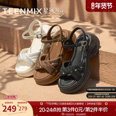 女外穿时装 凉鞋 夏季 天美意星河漫步一字带水钻增高厚底凉鞋 新款