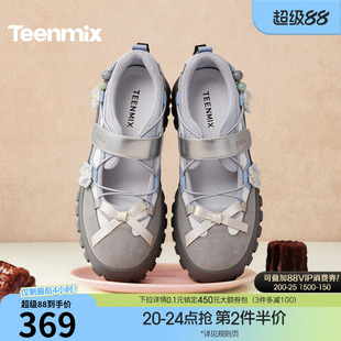 天美意蝴蝶结厚底增高芭蕾运动玛丽珍鞋女休闲浅口单鞋2026春新款