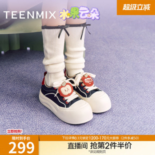 秋季 天美意水果云朵厚底增高大头鞋 运动板鞋 女帆布休闲鞋 新款