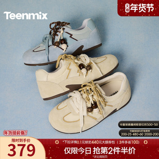 天美意双鞋带薄底阿甘德训鞋运动鞋女休闲鞋2026春季新款BM781AM6