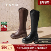 靴皮靴2025冬新款 天美意厚底增高骑士靴长靴女鞋 高筒时装 BM031DG5