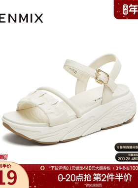 天美意一字带凉鞋运动厚底凉鞋女外穿休闲凉鞋夏季新款CRD16BL5