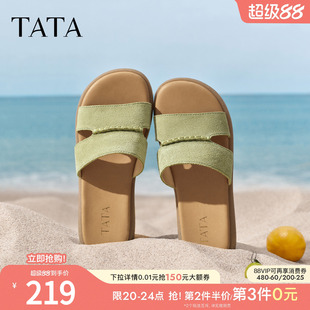 TATA他她平底凉鞋2026夏新款简约百搭时尚休闲外穿拖鞋女Y4K01BT6