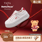 百搭小白鞋 TATA他她黄油小熊女鞋 厚底增高板鞋 新款 GXV02AM6 春季