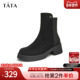 Tata他她气质粗跟短靴女靴子休闲通勤时装 子W5K04DD4 鞋 靴冬季 新款