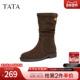 西部靴复古粗跟时装 TATA他她女鞋 冬季 靴休闲靴加绒堆堆靴7TG65DZ5