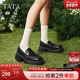 女款 JK鞋 2025春季 TATA他她厚底乐福鞋 新款 黑色小皮鞋 单鞋 7BW29AA5