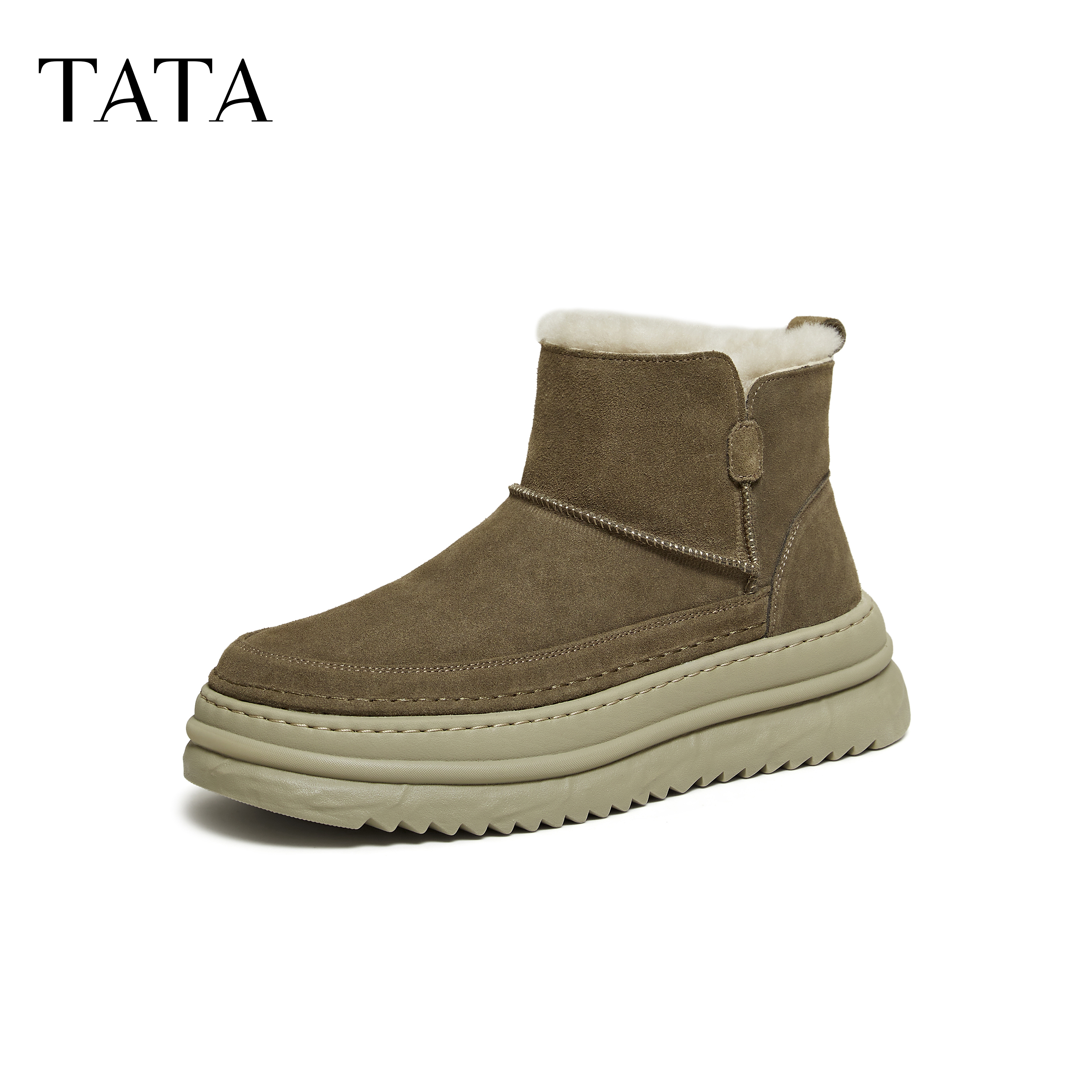 TATA他她雪地靴2025冬季新款厚底棉鞋百搭男士加绒保暖鞋OGD01DD5