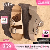 足弓休闲拖鞋 TATA他她女鞋 百搭凉鞋 厚底勃肯鞋 CML03BT6 2026夏季