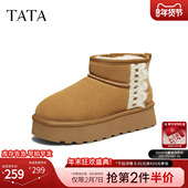 TATA他她雪地靴冬季 CWW03DD5 厚底棉靴毛毛加绒加厚鞋 鞋 子2025新款
