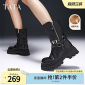 CDM01DS4 靴春季 TATA他她复古加绒时装 短靴马丁靴机车西部靴女鞋