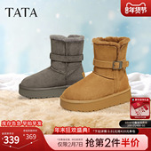 子毛毛增高厚底棉鞋 TATA他她雪地靴冬季 鞋 加绒雪地棉靴CJD01DZ5