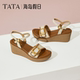TATA他她海岛假日法式 2025夏7MYA1BL5 度假一字带凉鞋 坡跟凉鞋 女鞋