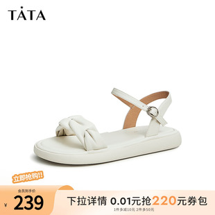 YBG02BL3 Tata他她厚底沙滩凉鞋 女百搭一字带松糕凉鞋 2024夏季 新款