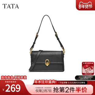 TATA他她气质通勤小方包女包包休闲黑色单肩包斜挎包新款X3363DX4