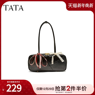 TATA他她波士顿包小巧腋下包通勤百搭单肩包女小方包新款 LB233BX5