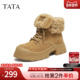 TATA他她雪地靴女冬季 毛毛马丁靴增高厚底短筒靴加绒棉靴SWD01DD5