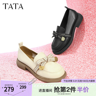 平底方跟小皮鞋 Tata他她通勤百搭乐福鞋 春季 新款 WCPA1AA3 女单鞋
