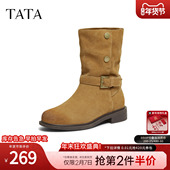 TATA他她靴子女2025冬新款 百搭时装 靴休闲靴短筒西部靴CKL02DS5