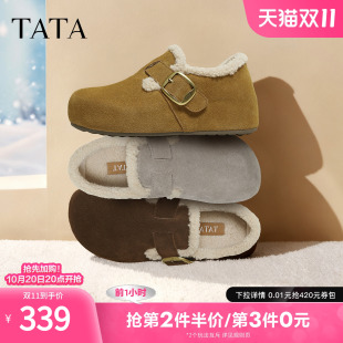 雪地靴保暖棉鞋 TATA他她加绒勃肯鞋 毛毛女鞋 新款 4XN03DM5 2025冬季