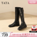 TATA他她时装靴骑士靴女靴子大筒围真皮长筒靴加绒高靴冬7TGA9DG5