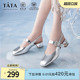 气质玛丽珍新款 凉鞋 7XR08AH4 女气质优雅时装 Tata他她银色后空凉鞋