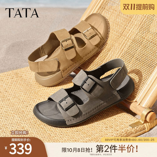 TATA他她沙滩鞋2026夏季百搭舒适厚底凉鞋男新款软底鞋子QJR02BL6