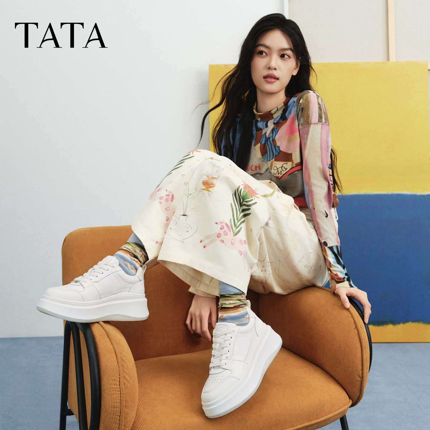 TATA他她小彩鲸板鞋小白鞋情侣