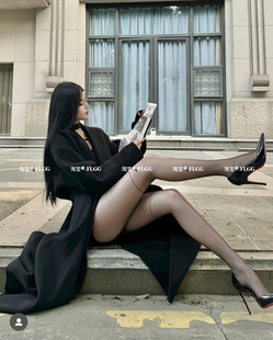 FLGG十字虾线黑丝袜性感竖线拼接连裤袜纯欲超薄打底袜辣妹网红袜