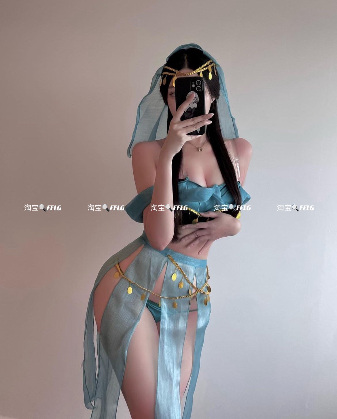 FLGG古风性感雪纺肚兜免脱束缚捆绑西域飞天内衣套装