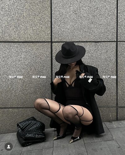 FLGG环绕腿精*交叉绑带吊带袜撞色一体式腿环性感黑丝袜子女