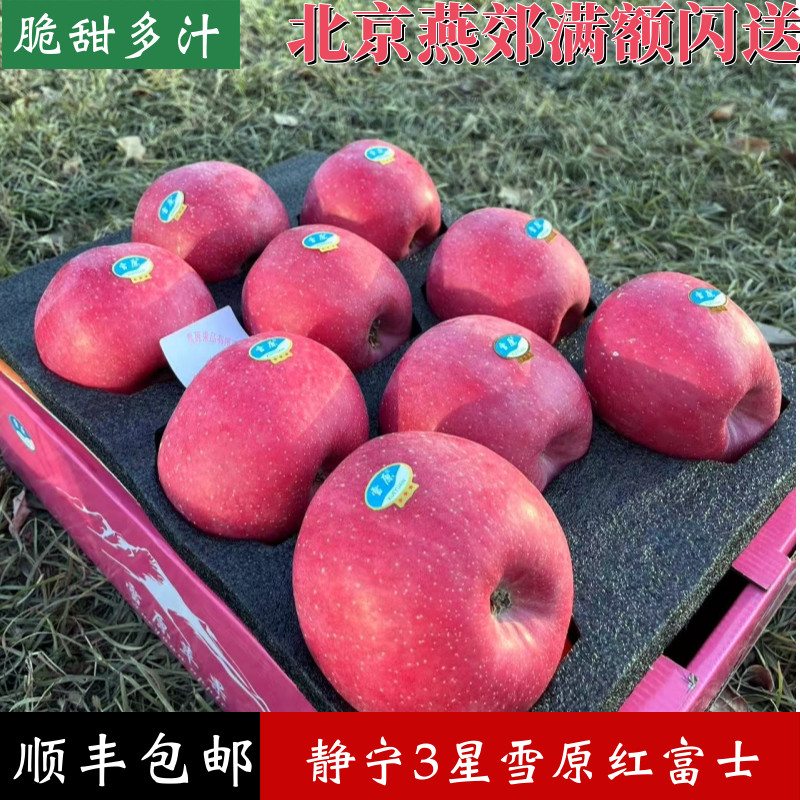 脆甜多汁雪原甘肃红富士特级苹果图片