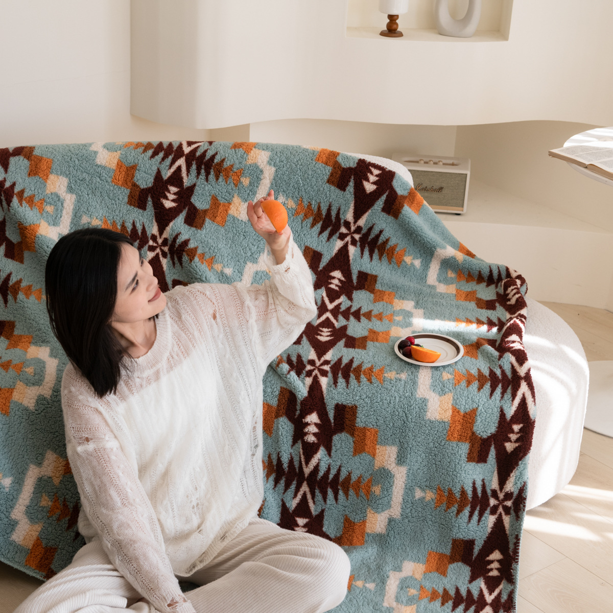 波西米亚毛毯双层加厚保暖办公室午睡沙发空调盖毯四季通用小毯子