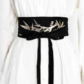 国风竹叶宽腰封女装 刺绣腰封 饰连衣裙收腰汉服绑带腰带马面裙布款