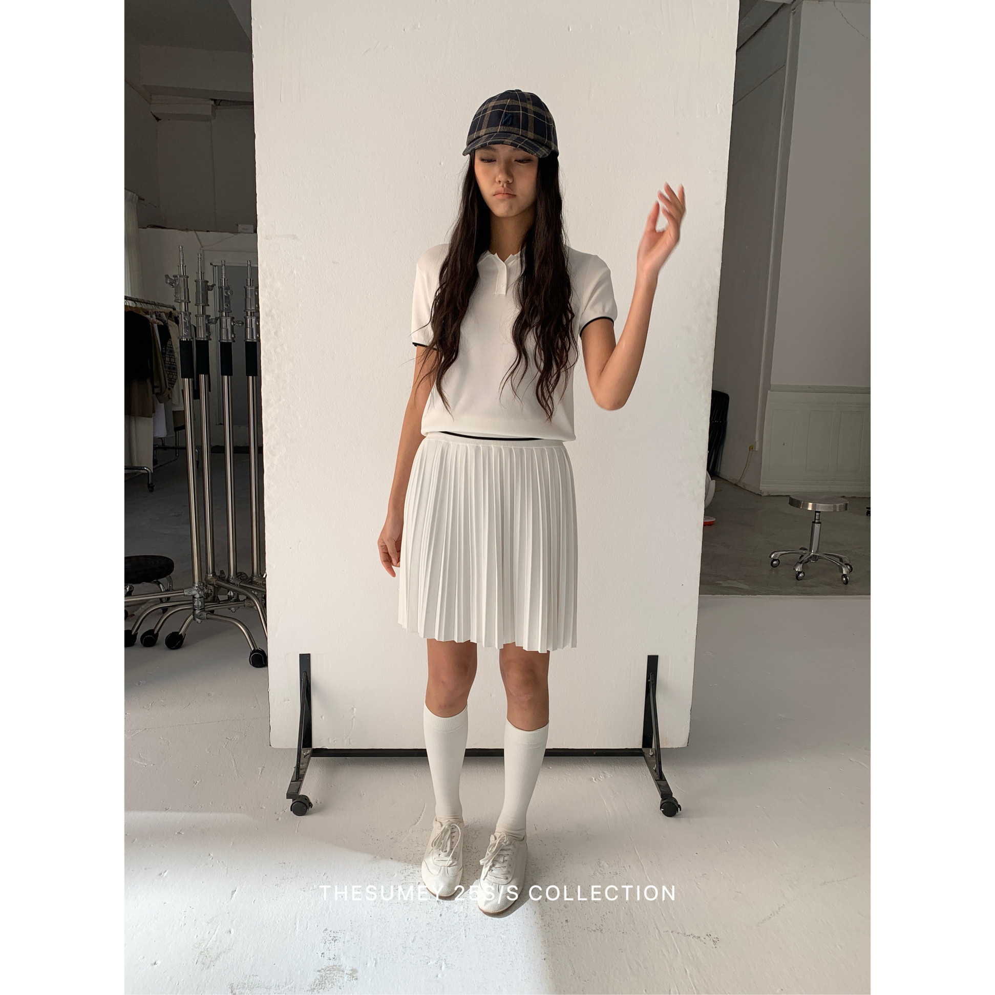 THESUMEY Polo翻领短袖t恤女春夏2024新款宽松显瘦短款针织衫上衣