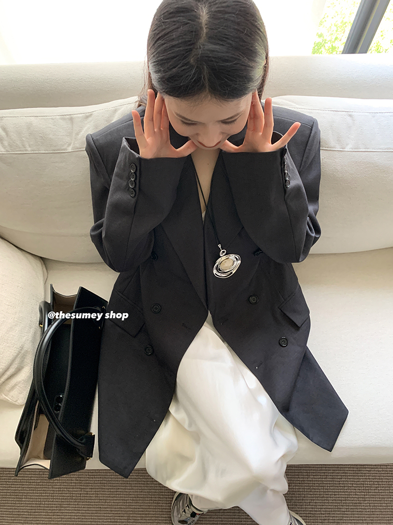 双排扣宽松休闲西服外套