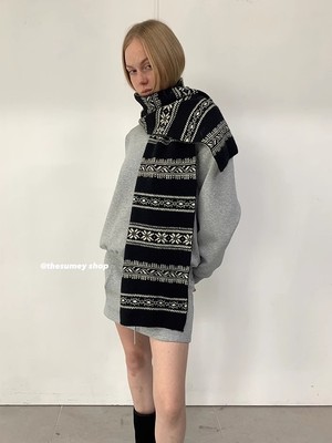 拼色保暖加厚棉质针织围巾