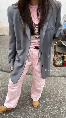 春夏粉色休闲筒裤百搭神裤